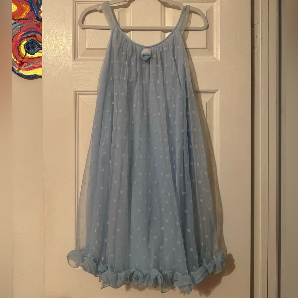 Vintage 50s 60s Pale Blue Polka Dot Babydoll Nightie / Nightgown / Slip Dress
